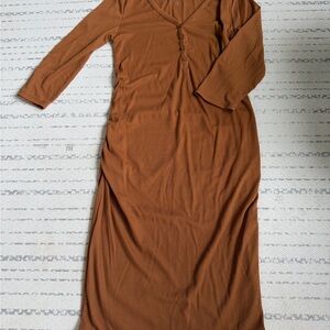Isabel Maternity by Ingrid & Isabel Tan Midi Dress